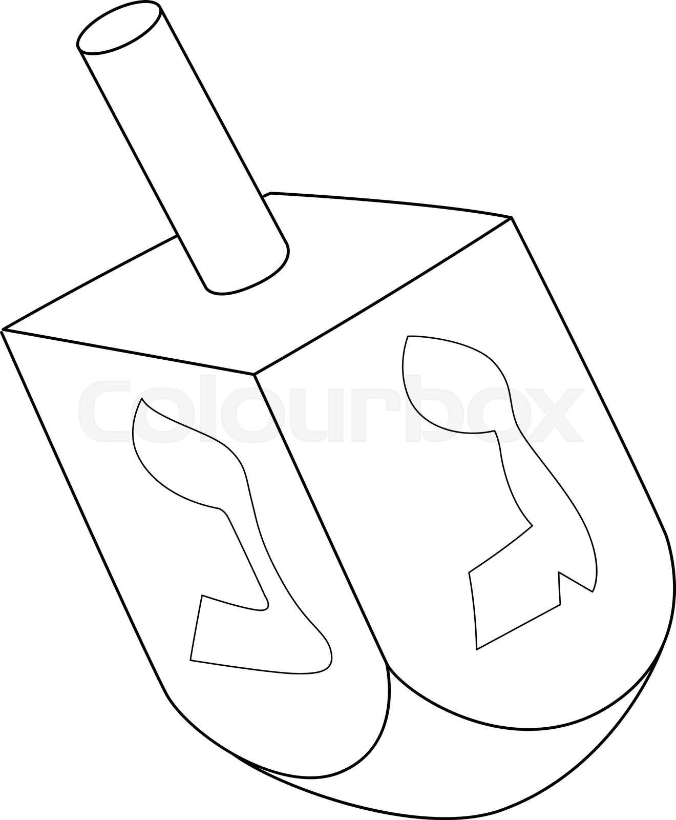 Hanukkah dreidel isolated coloring page for kids stock vector