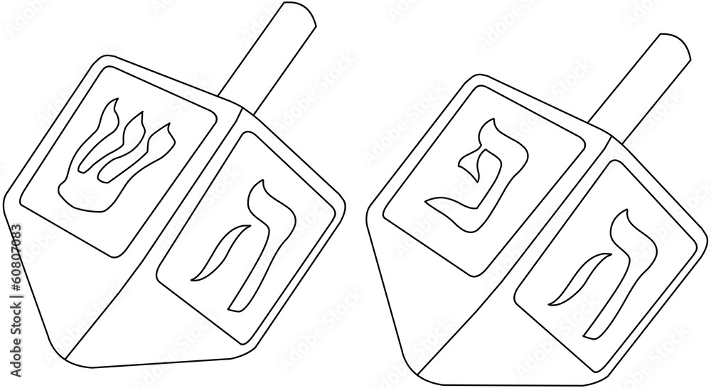 Hanukkah dreidel coloring page vector
