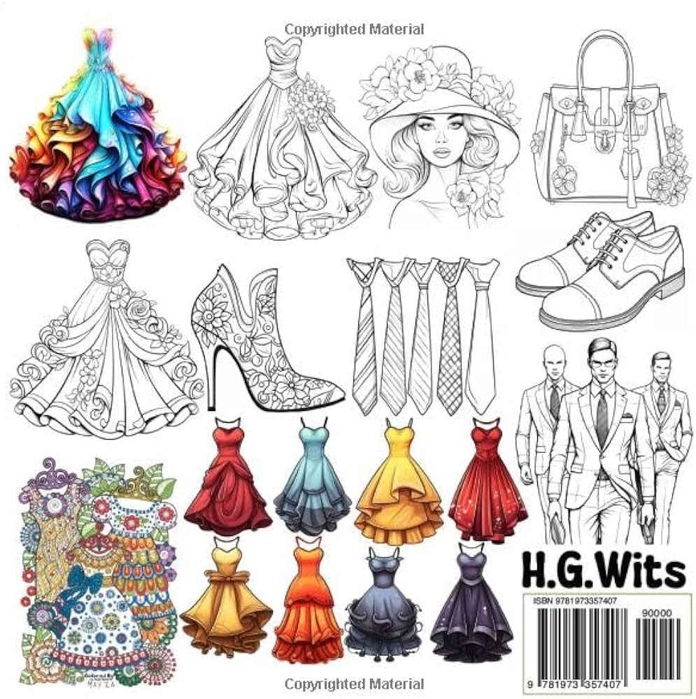 Best fashion design models dresses jewelry shoes glasses adult colorg book style colorg pages of men women clothes boots weddg sketches modern trends relaxation meditation activities books