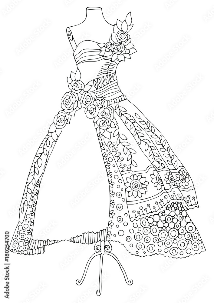 Hand drawn dress fashion tips sketch for anti