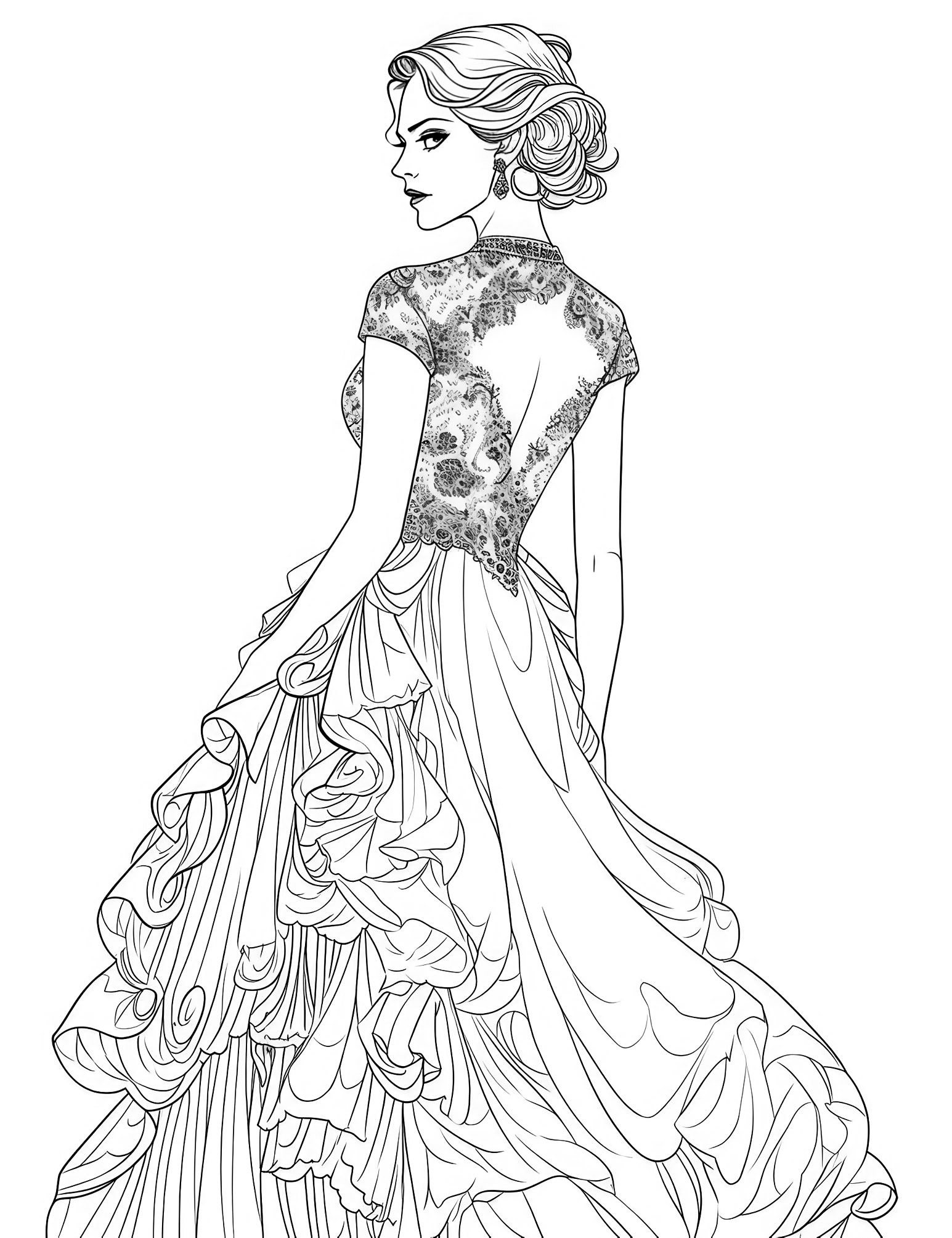 Stunning dress coloring pages for kids and adults