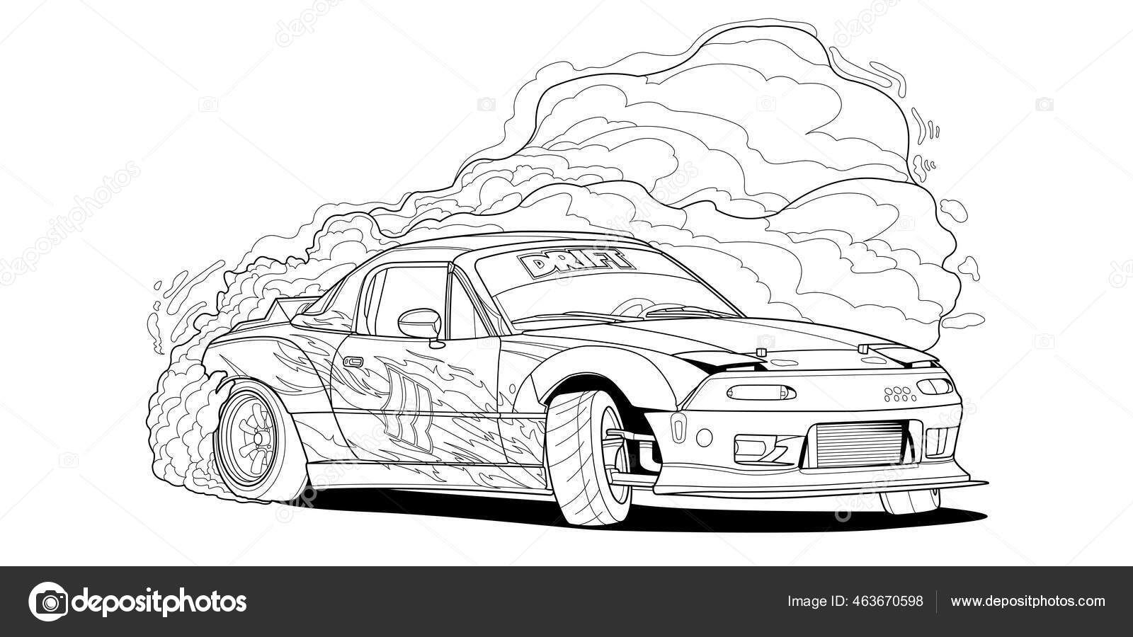 Coloring page vector line art illustration car book drawing black stock vector by alweeceed