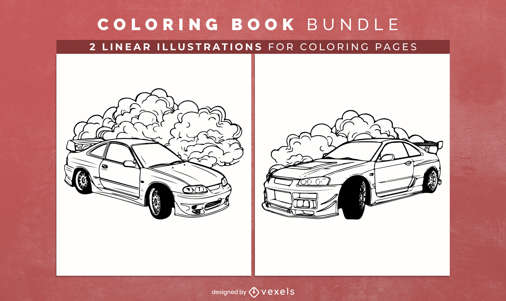 Drifting cars coloring book kdp interior design vector download