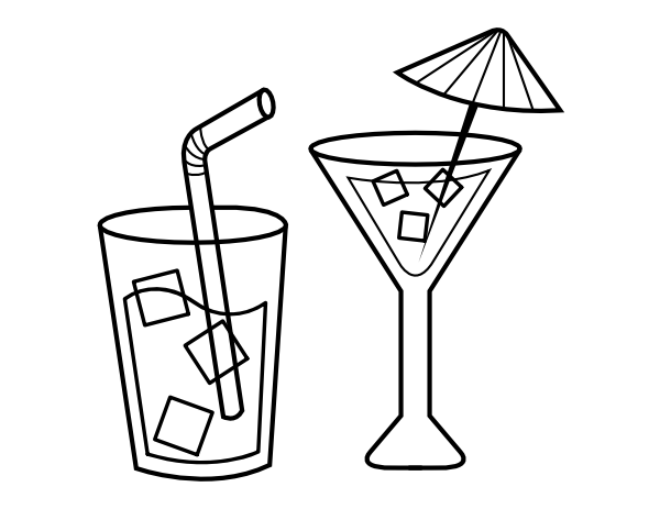 Printable summer drinks coloring page