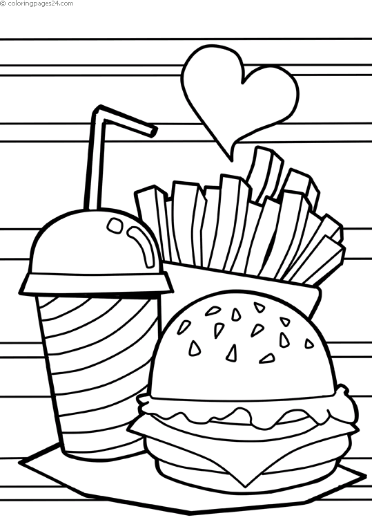 Burger french fries and drink coloring pages