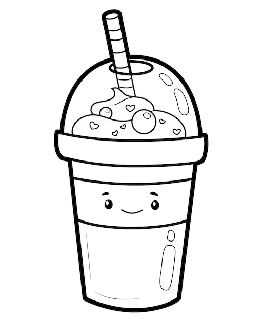Premium vector coloring book or page for kids drink black and white vector illustration