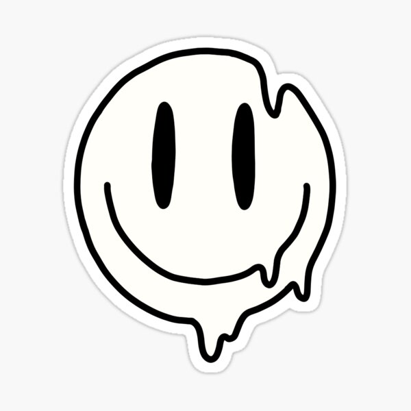 Drippy smiley face sticker for sale by brianna mcgill