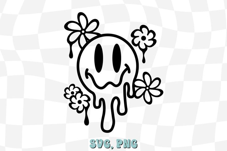 Drip smiley svg melted face svg melting smiley face svg drippy smile flowers svg cut files cricut png svg