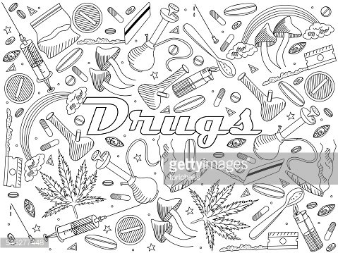 Drugs coloring book vector illustration stock clipart royalty
