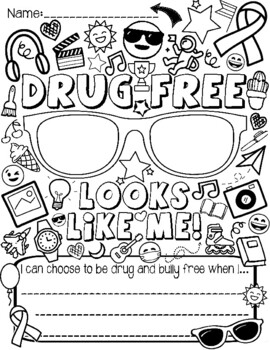 Red ribbon week coloring page tpt