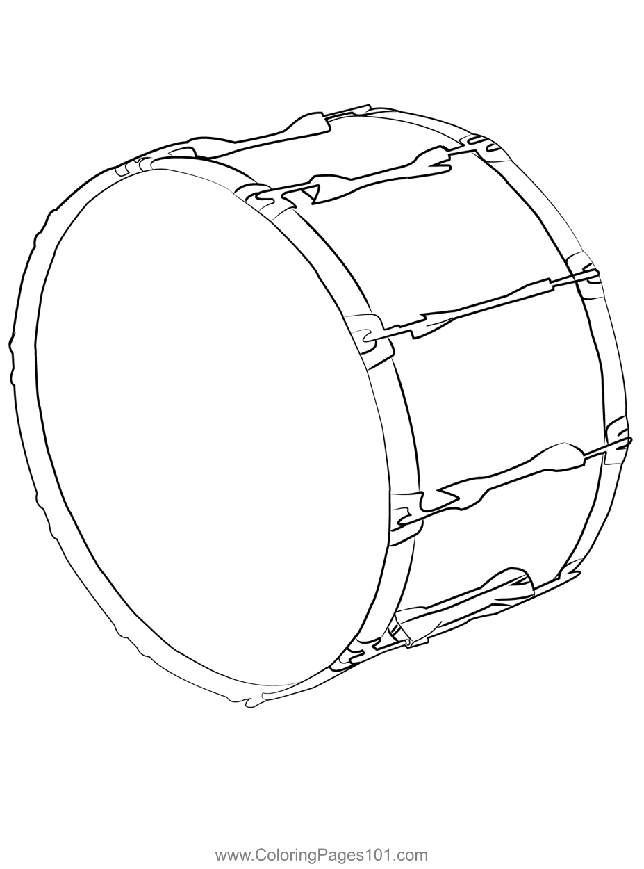 Bass drum coloring page for kids