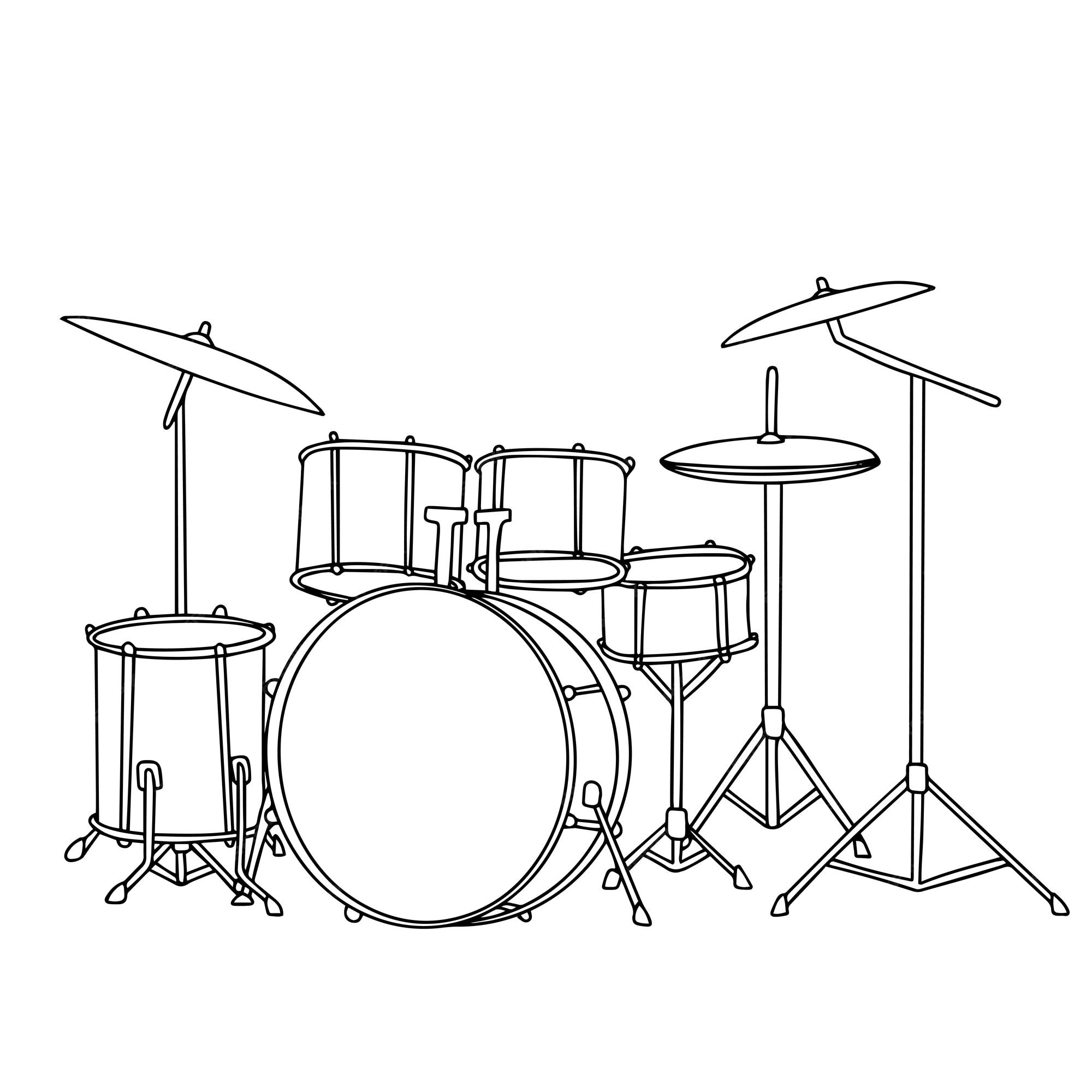 Premium vector drum in doodle style drum as outline illustration vector