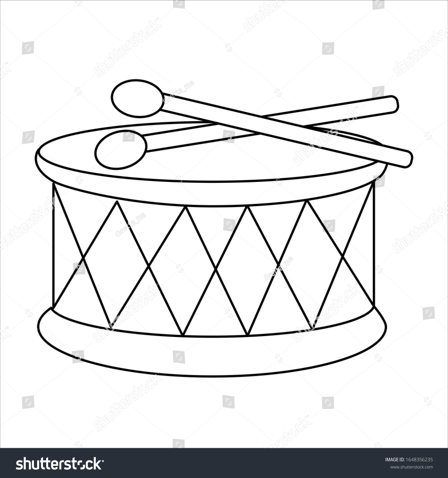 Coloring page outline drum sticks toy stock vector royalty free