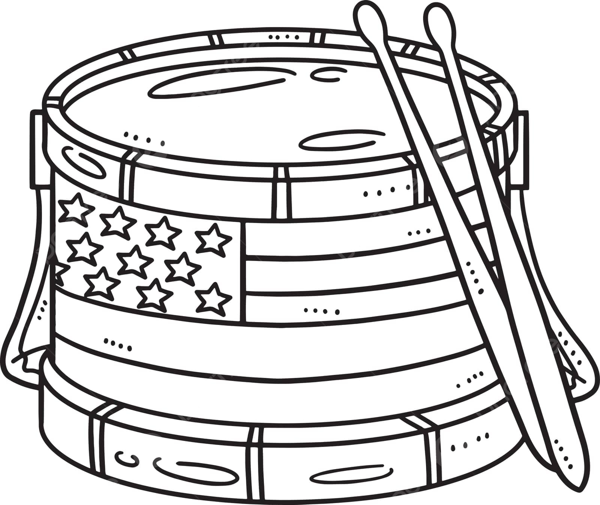 Marching drum isolated coloring page for kids celebration illustration isolated vector celebration illustration isolated png and vector with transparent background for free download