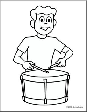 Clip art boy playing drum coloring page i