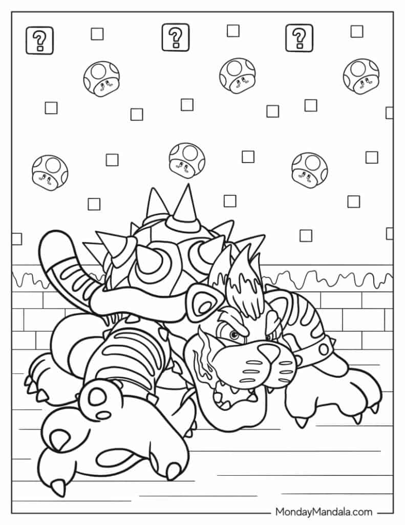 Bowser coloring pages free pdf printables