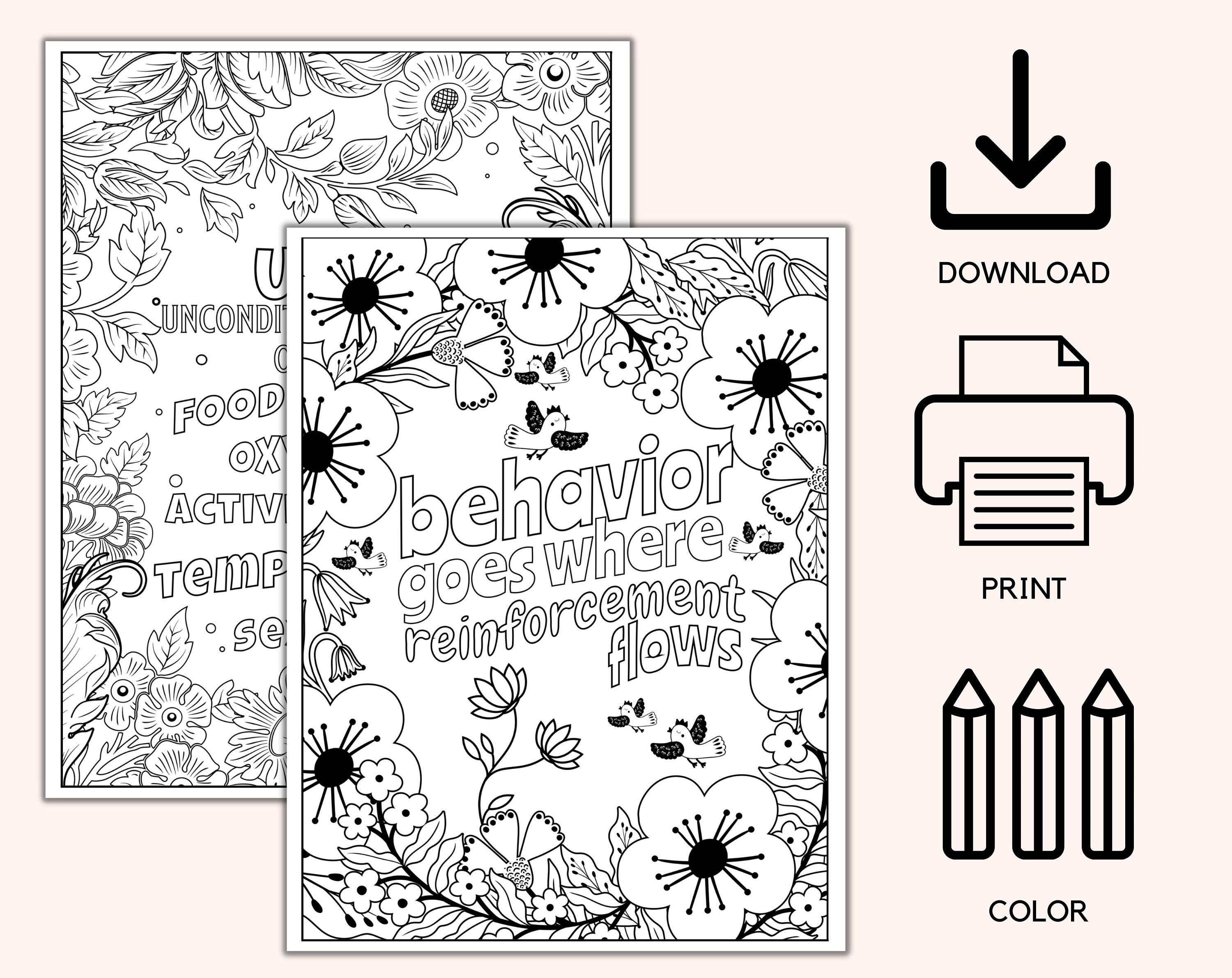 Applied behavior analysis coloring book aba activity book aba printable instant download