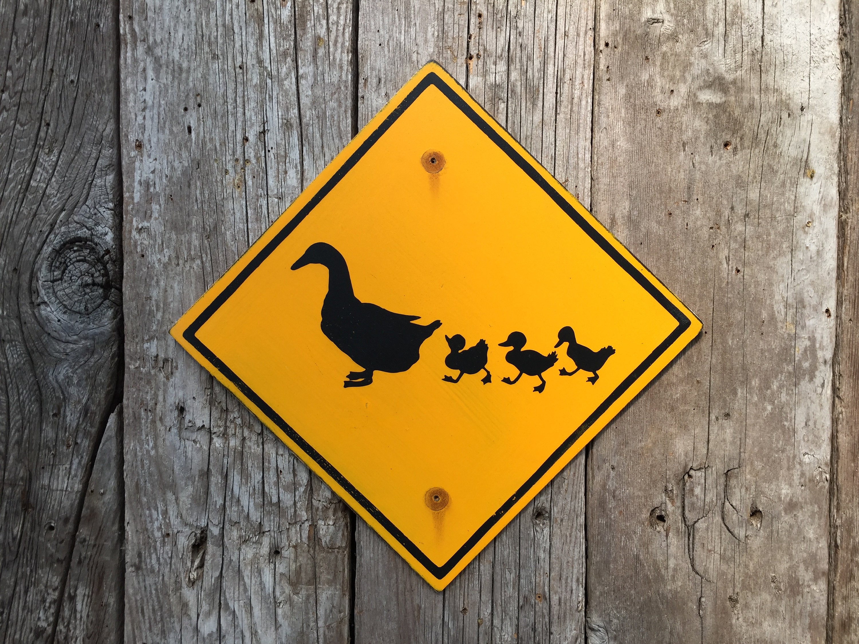 Ducks crossing sign handmade screen printed sign highway sign road sign vintage car sign automotive sign ducklings kids room