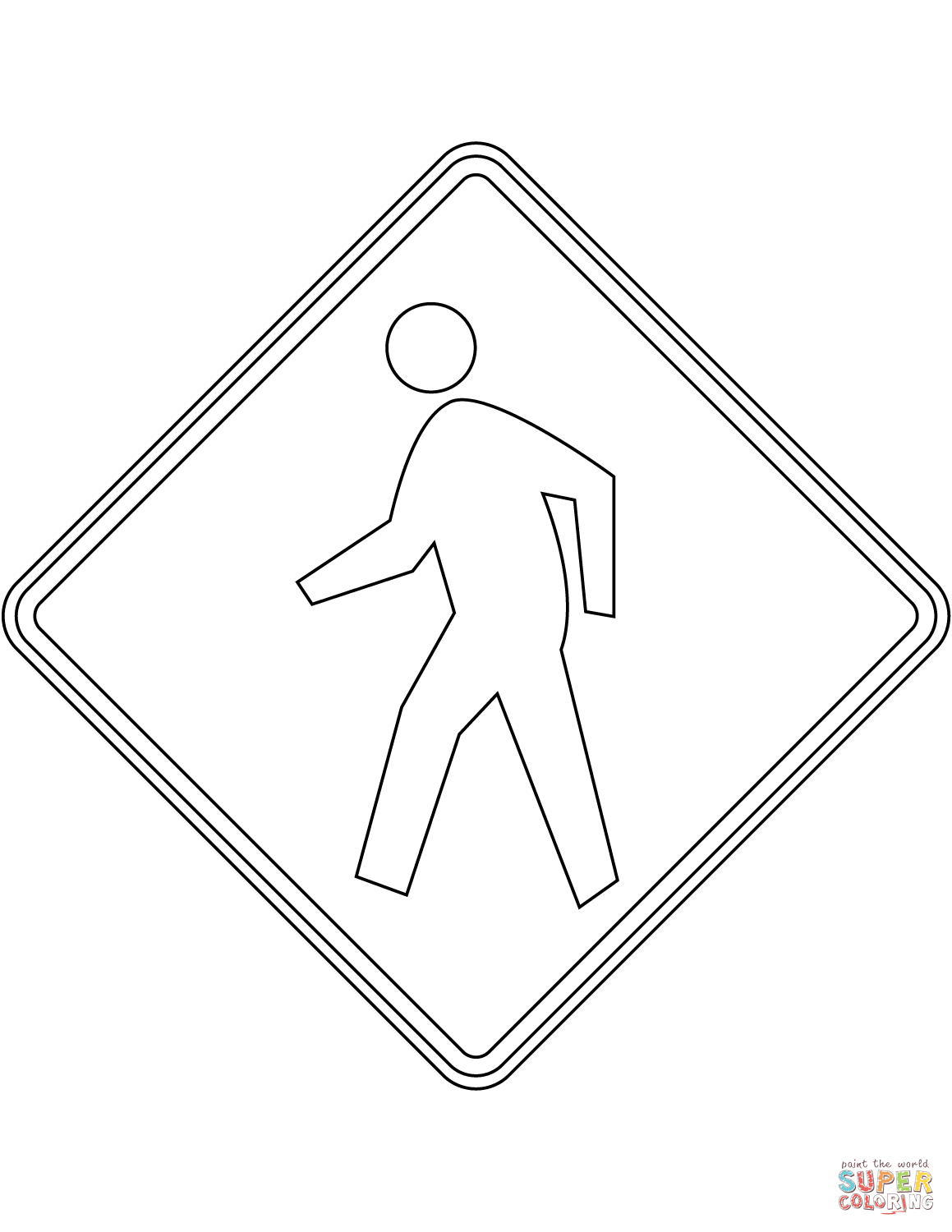 Pedestrian crossing sign in the usa coloring page free printable coloring pages