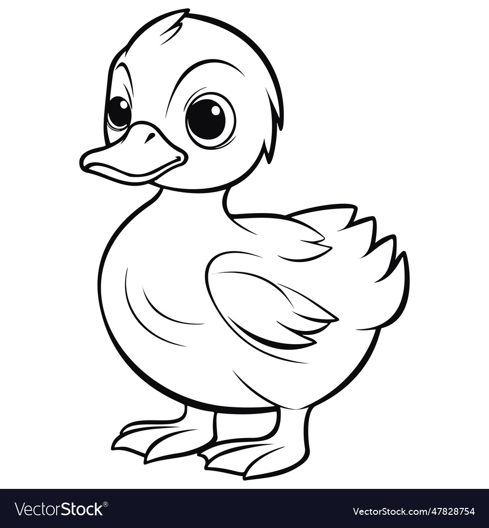 Kawaii duck coloring page royalty free vector image