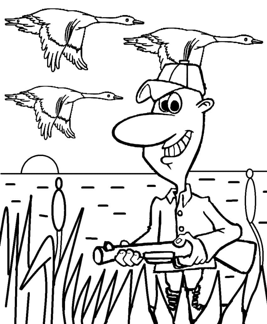 Duck hunting coloring page