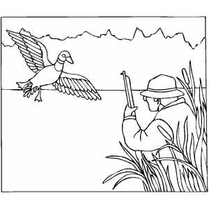 Hunting for duck coloring sheet