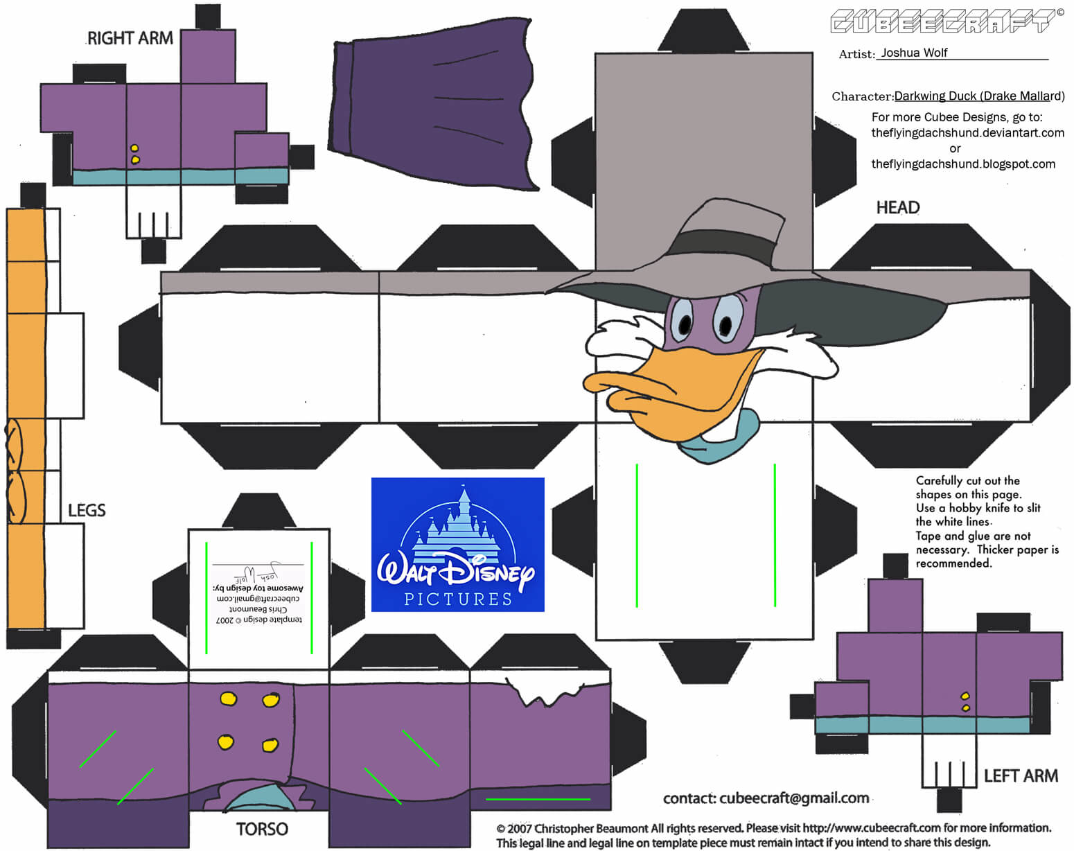 Darkwing duck paper toy free printable papercraft templates