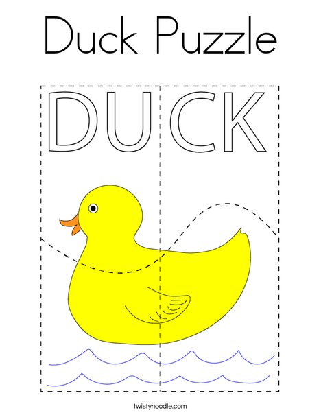 Duck puzzle coloring page