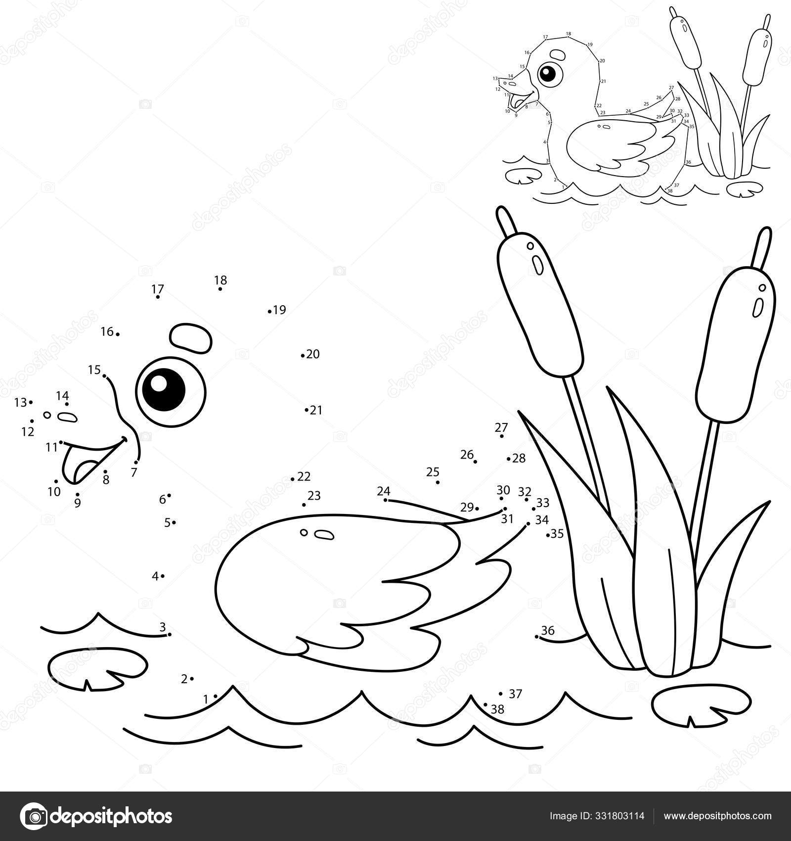 Educational puzzle game for kids numbers game cartoon duckling farm animals coloring book for children stock vector by oleon