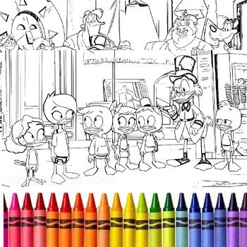 Duck tales coloring pages for kids scrooge louie dewey huey cartoon charact
