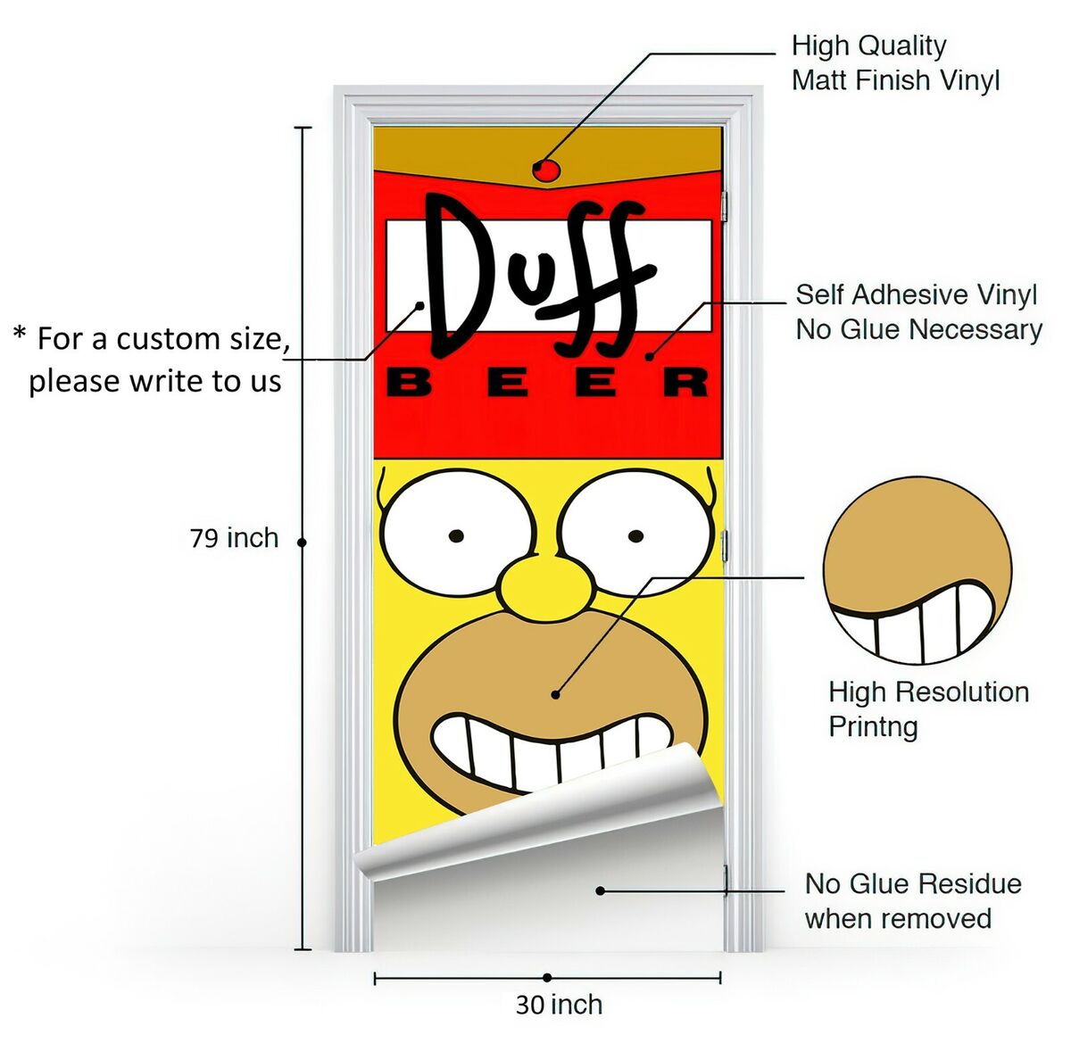 Simpson duff beer fridge del removable door mural beer label door sticker