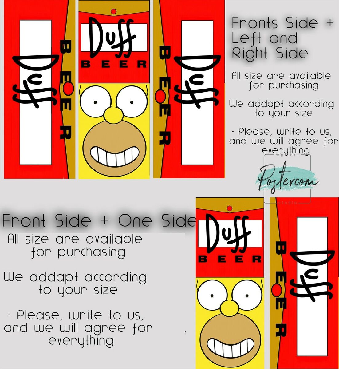 Simpson duff beer fridge decal removable door mural beer label door sticker