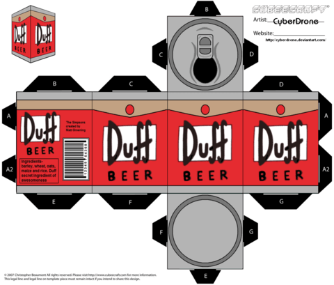 Duff beer paper toy free printable papercraft templates