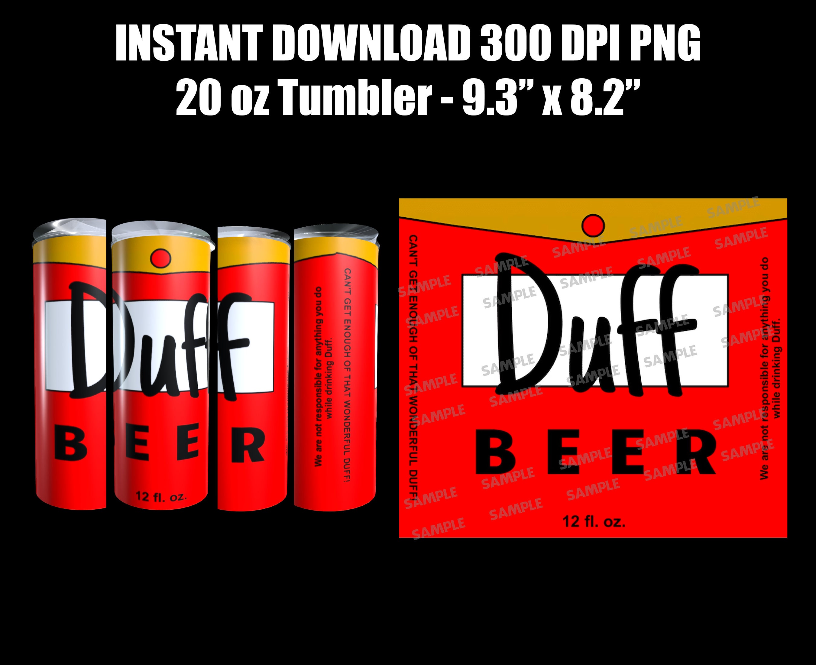 Duff beer oz skinny tumbler wrap sublimation design png straight tumbler digital download