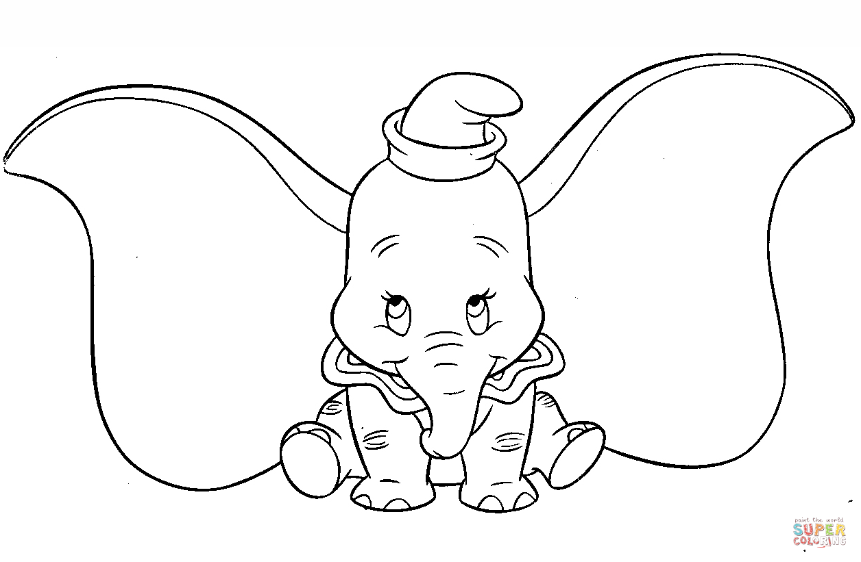 Cute dumbo coloring page free printable coloring pages
