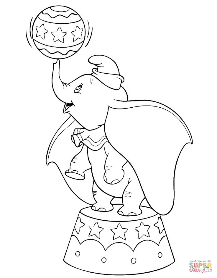 Dumbo in the circus coloring page free printable coloring pages cartoon coloring pages disney coloring sheets disney coloring pages
