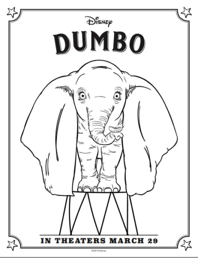 Free dumbo coloring pages activity sheets sneak peek