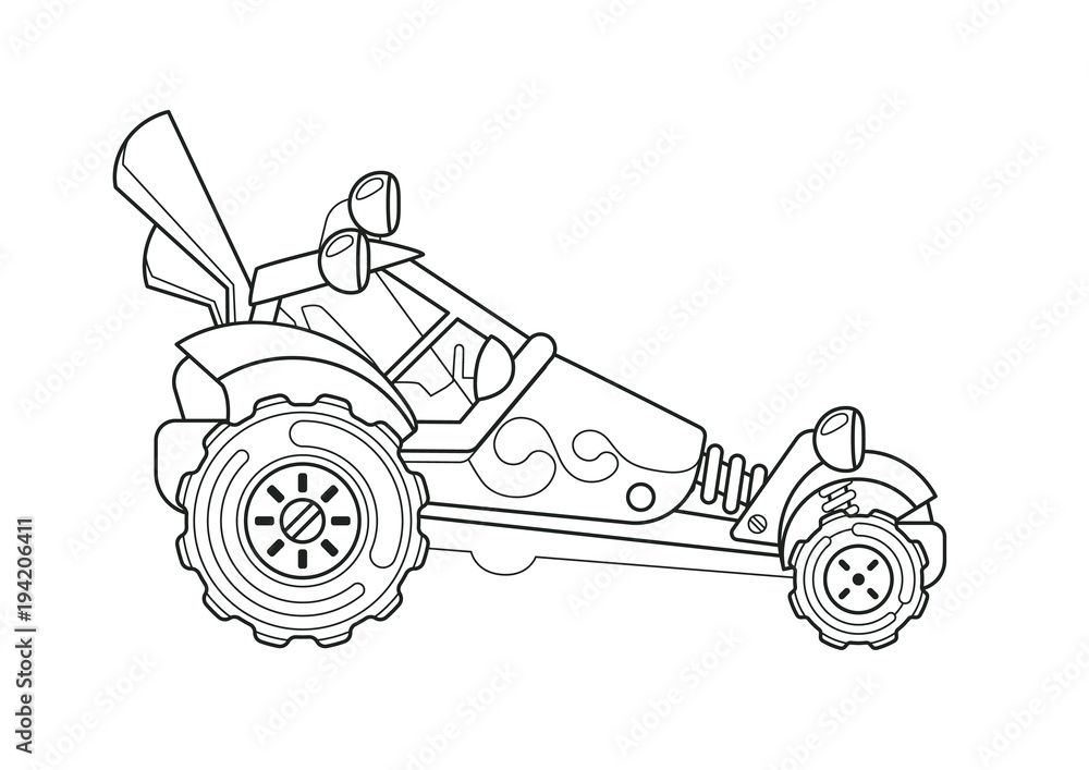 Buggy side view coloring book line art photo