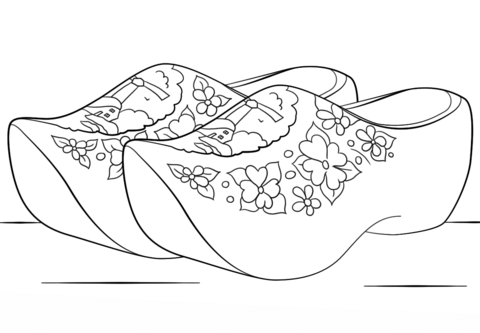 Dutch clogs coloring page from netherlands category select from printableâ dutch clogs vintage coloring books coloring pages