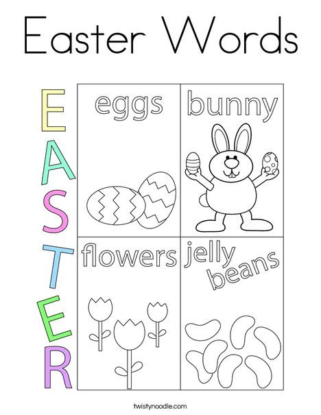 Easter words coloring page