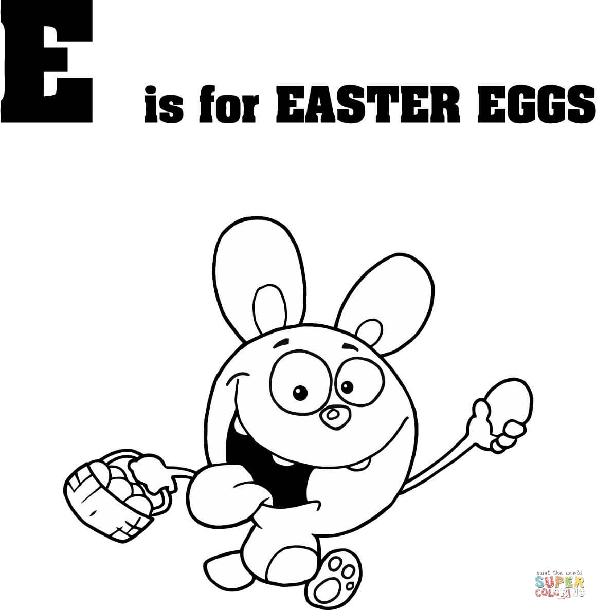 Letter e is for easter eggs coloring page free printable coloring pages