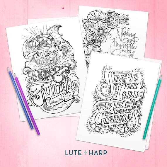 Scripture verse coloring pages instant digital download adult coloring sheets printable coloring book coloring for adults e