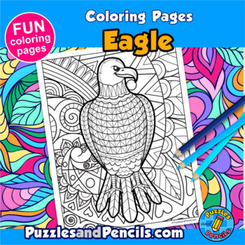 Zentangle eagle coloring page activity mindfulness coloring pages for kids