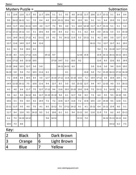 Bald eagle coloring page subtraction