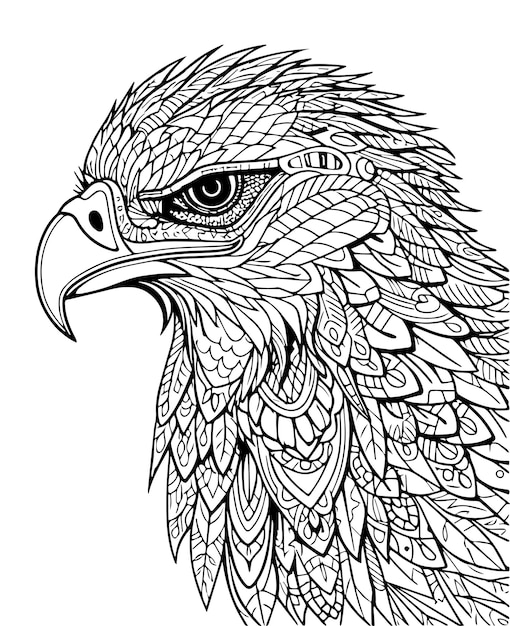 Premium vector hand drawn vector eagle coloring book illustration