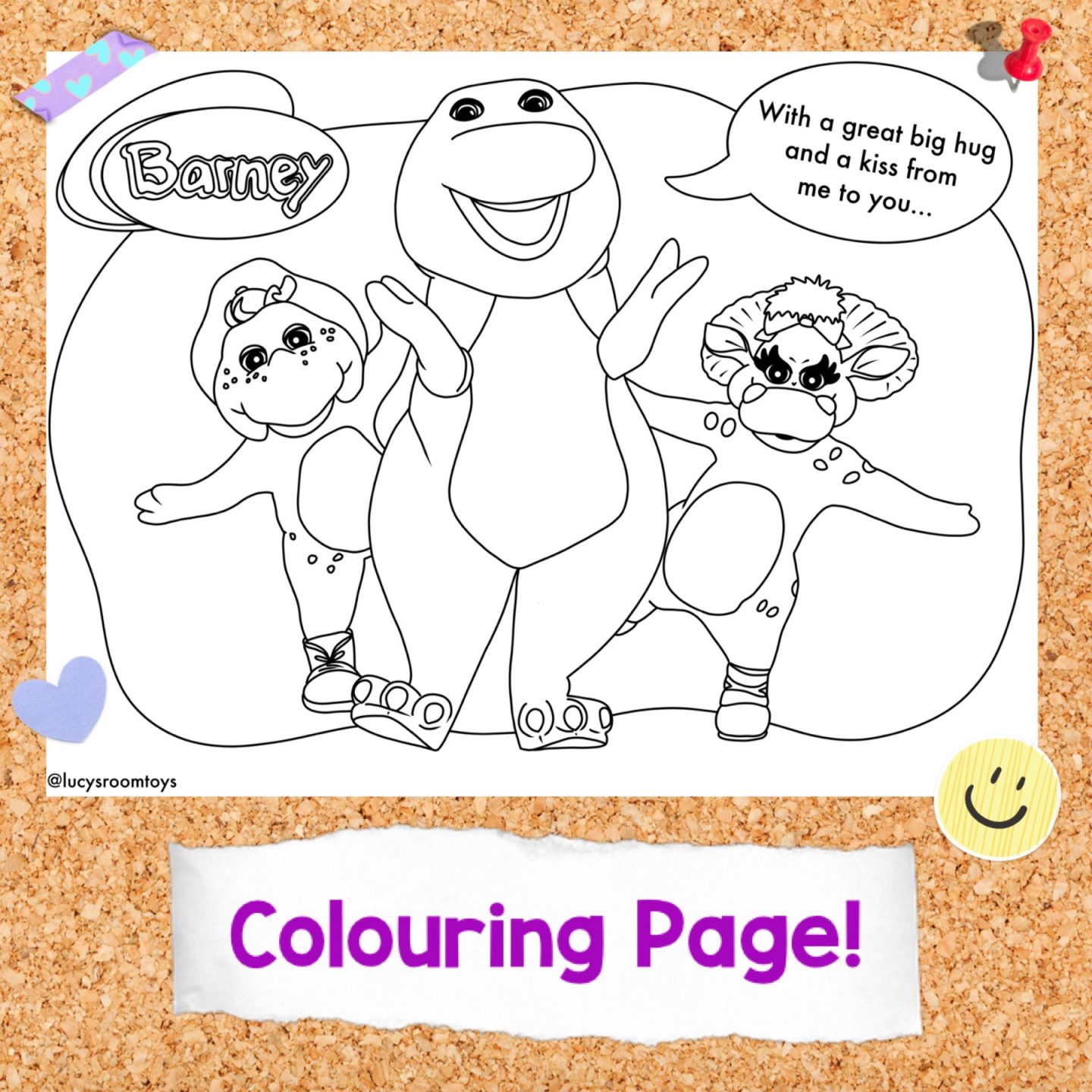Barneyâ colouring page â lucys room