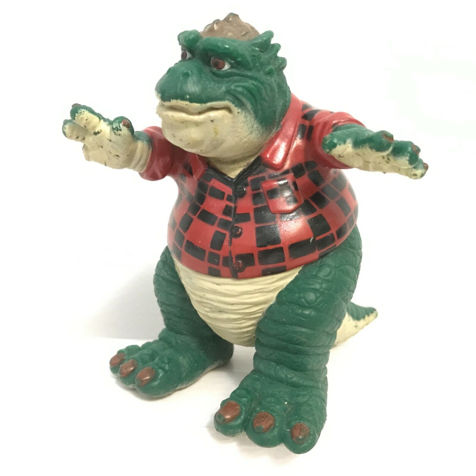 Disney dinosaurs earl sinclair megalosaurus toy figure green dinosaur red plaid