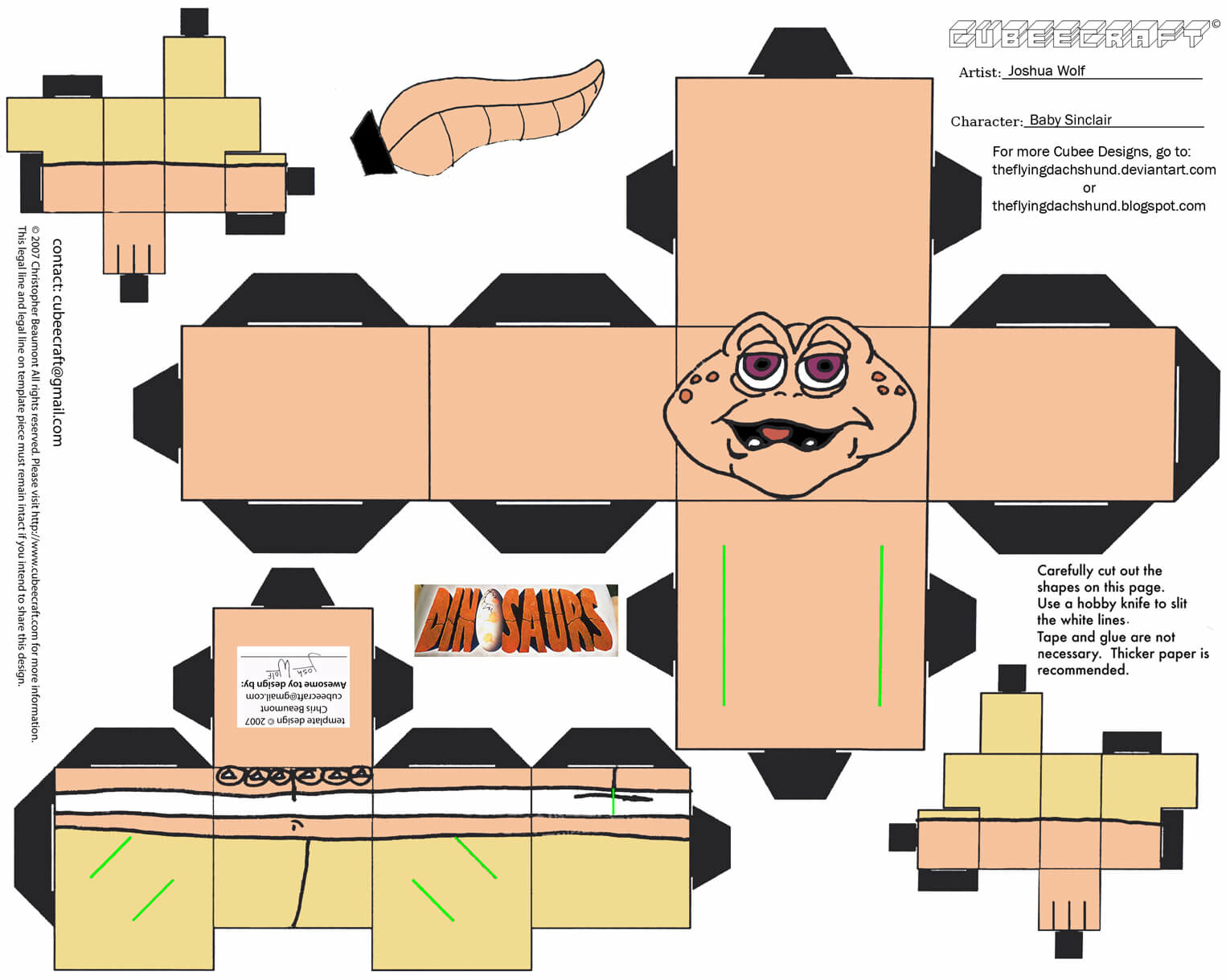 Baby sinclair paper toy free printable papercraft templates