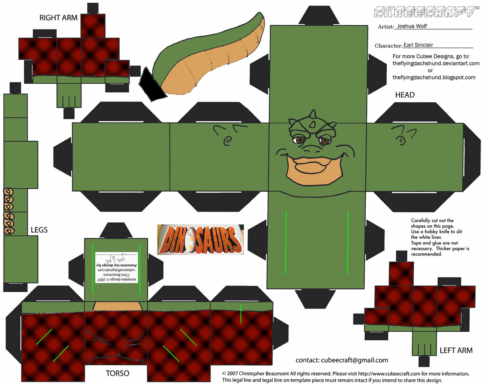 Earl sinclair paper toy free printable papercraft templates