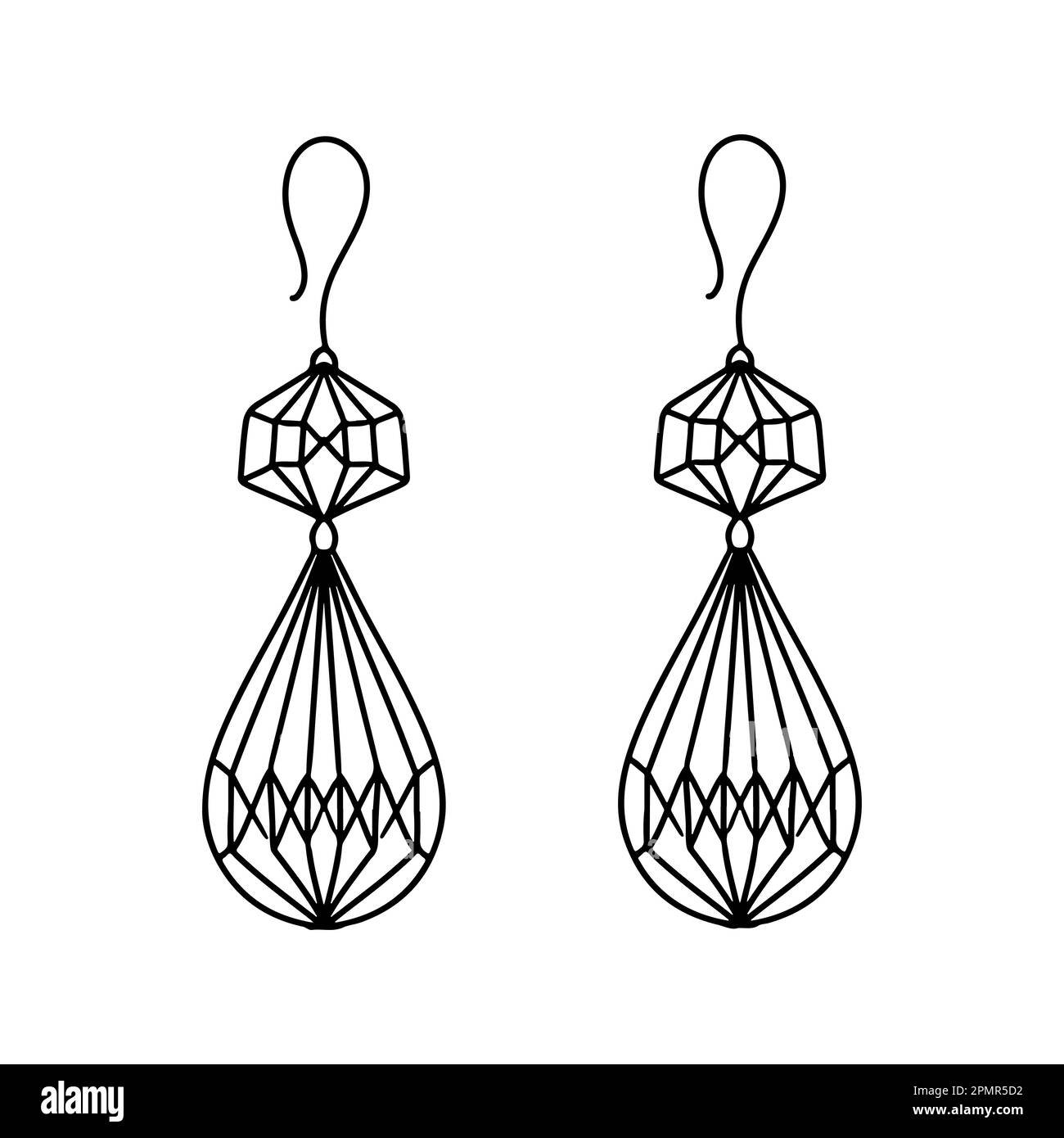Earrings in hand drawn doodle style vector illustration isolated on white coloring page stock vector image art